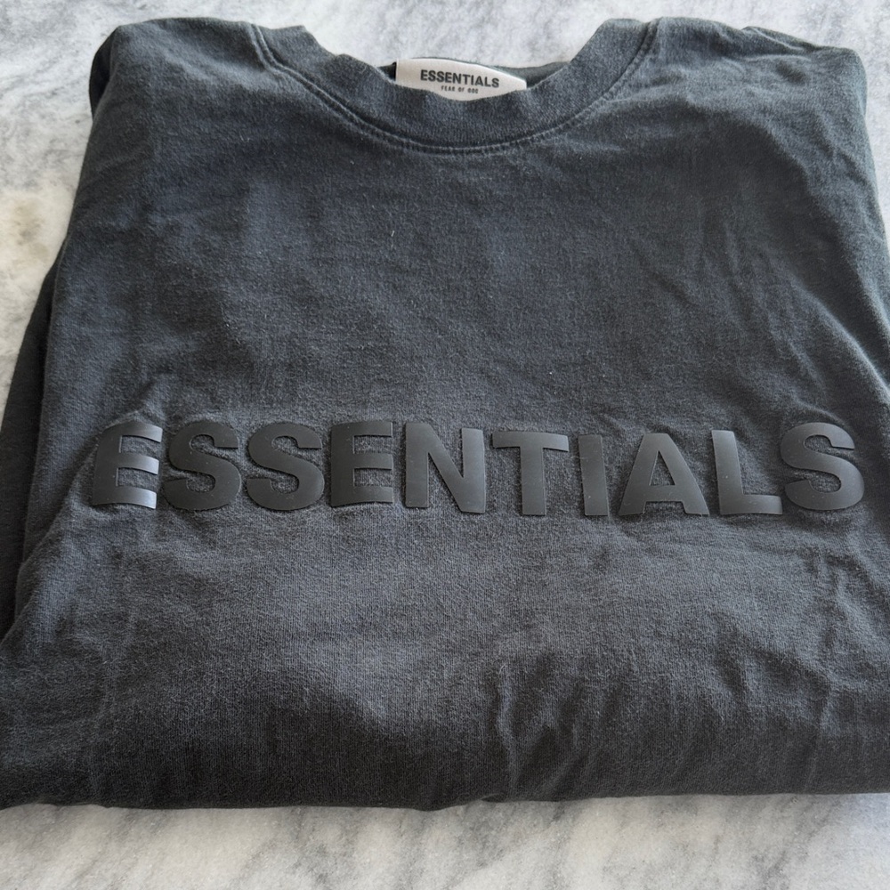 Essentials Black Raised Logo T-Shirt